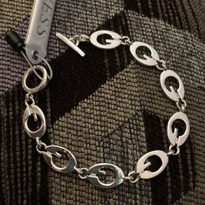 GUESS Silver Tone Toggle Hook G Link Bracelet NWT